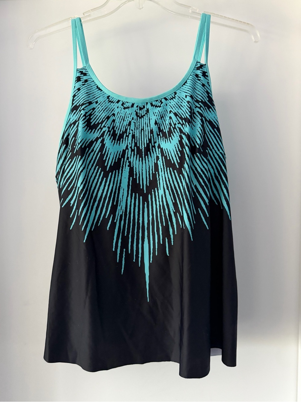 Turquoise and Black Printed Women’s Swim Tankini
